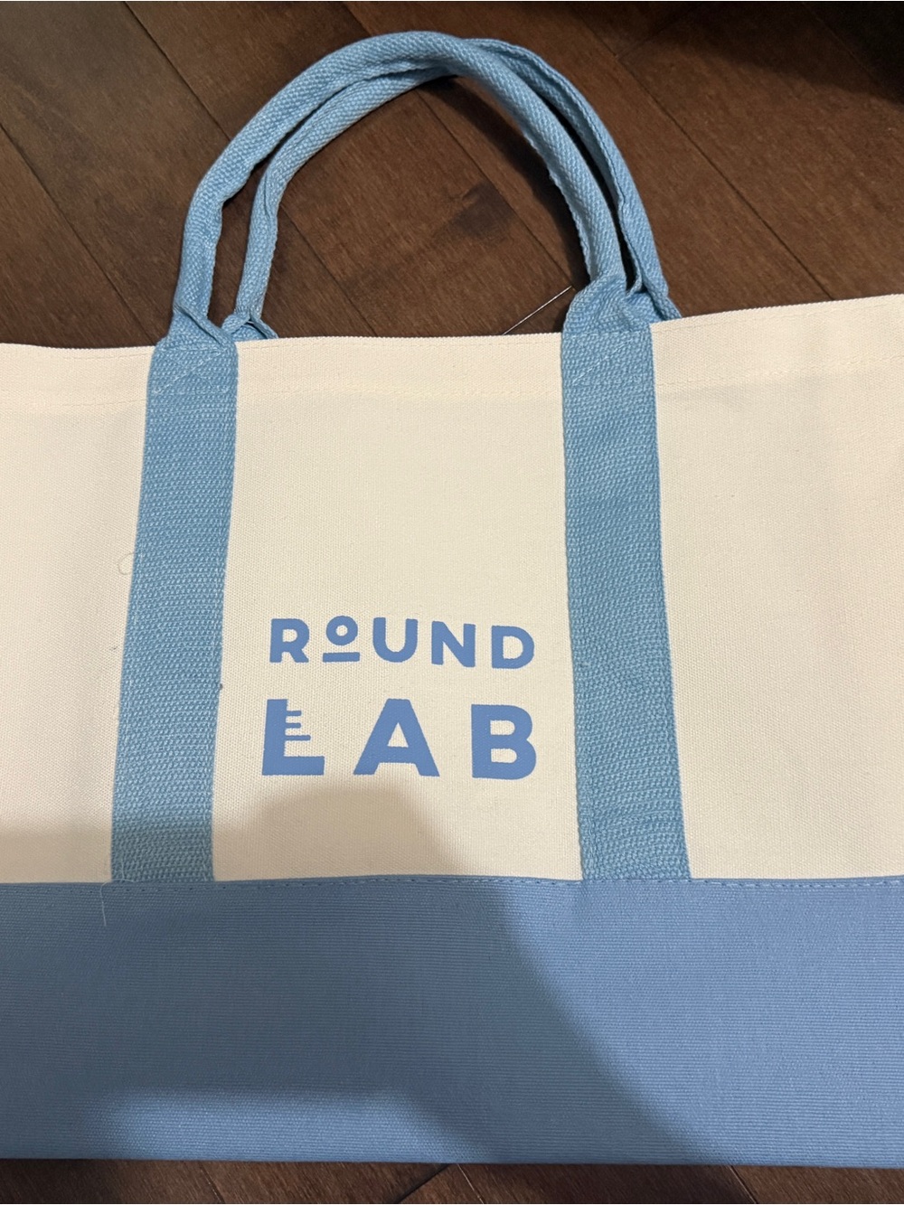 Canvas Tote Bag in Light Blue and Cream